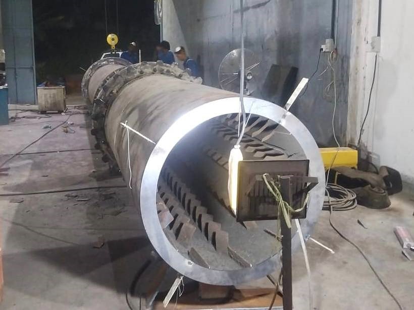 Rotary kiln under fabrication at Batam workshop